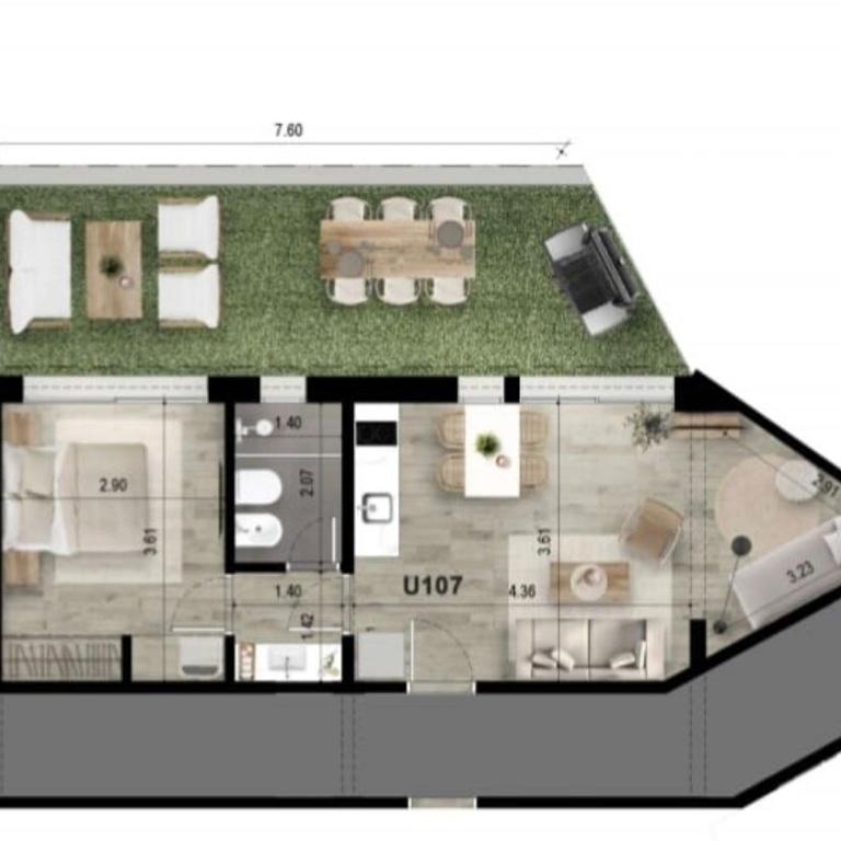 Punta del Este, P 25 Playa Mansa - Apartamento de 1 dormitorio con terraza - 59