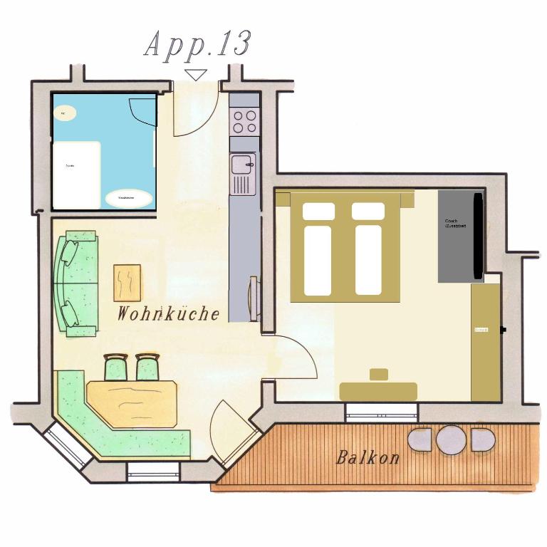 Landhaus Huber - Apartment mit 1 Schlafzimmer und Balkon - 6