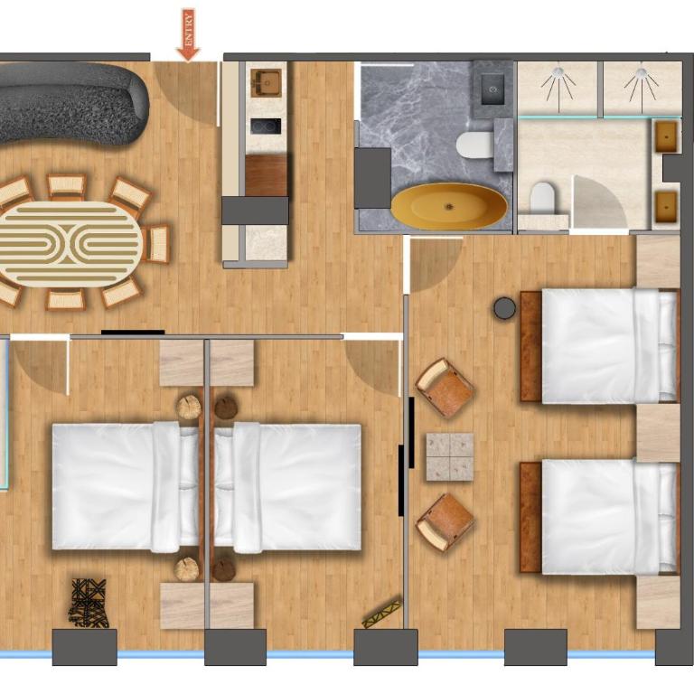 NoChichi Collections - City Center - Three-Bedroom Deluxe Apartment - 23