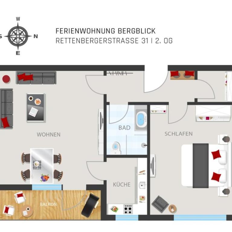 Ferienwohnungen Alpentraum - Bergblick - Apartment mit 1 Schlafzimmer - 13