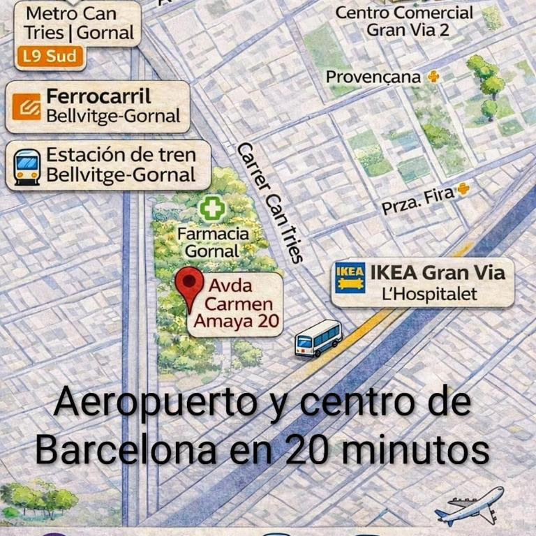 Fira Gran Via & Aeropuerto Barcelona Mi Colibrí - Habitación Doble con baño privado externo - 9
