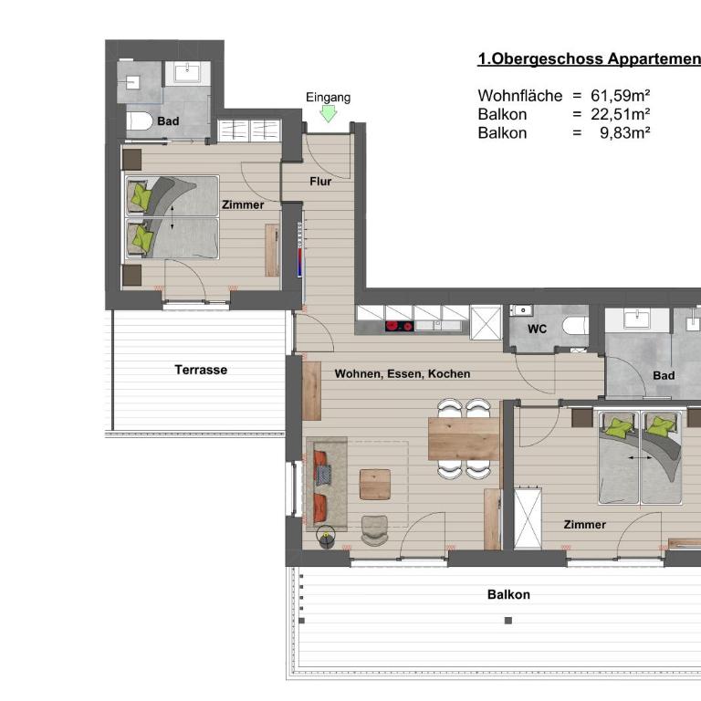 by franz - Alpine Apartments in Kirchberg - Superior Apartment mit 2 Schlafzimmern - 1