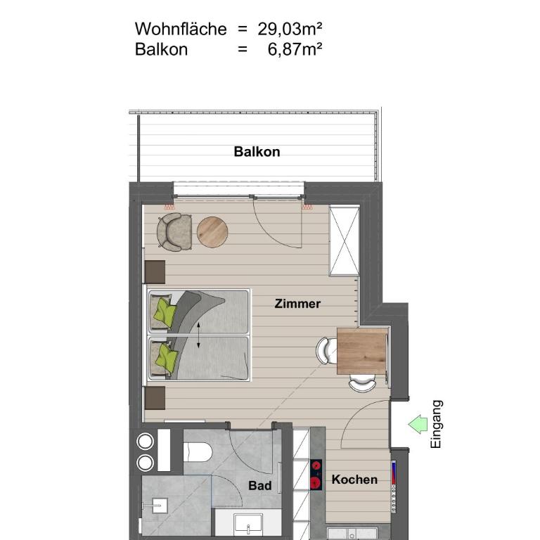 by franz - Alpine Apartments in Kirchberg - Studio-Apartment mit Balkon - 2