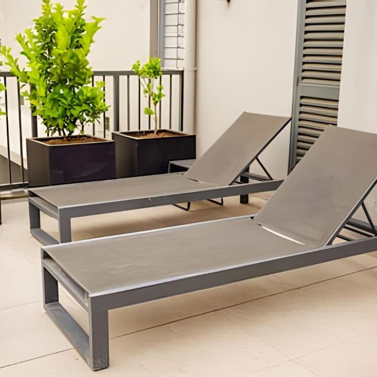Modern Apartment with Terrace | Steps from Movistar Arena & Barrio Universitario | Up to 4 Guests - One-Bedroom Apartment with Balcony - 39