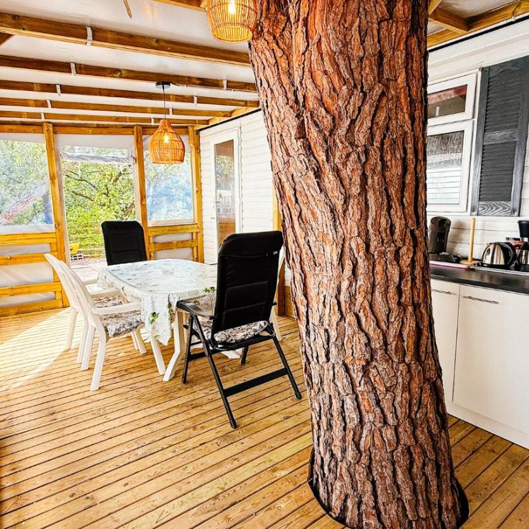 Chalets with kitchen outside at Camping Leï Suves - JoyCasa - Chalet - 6