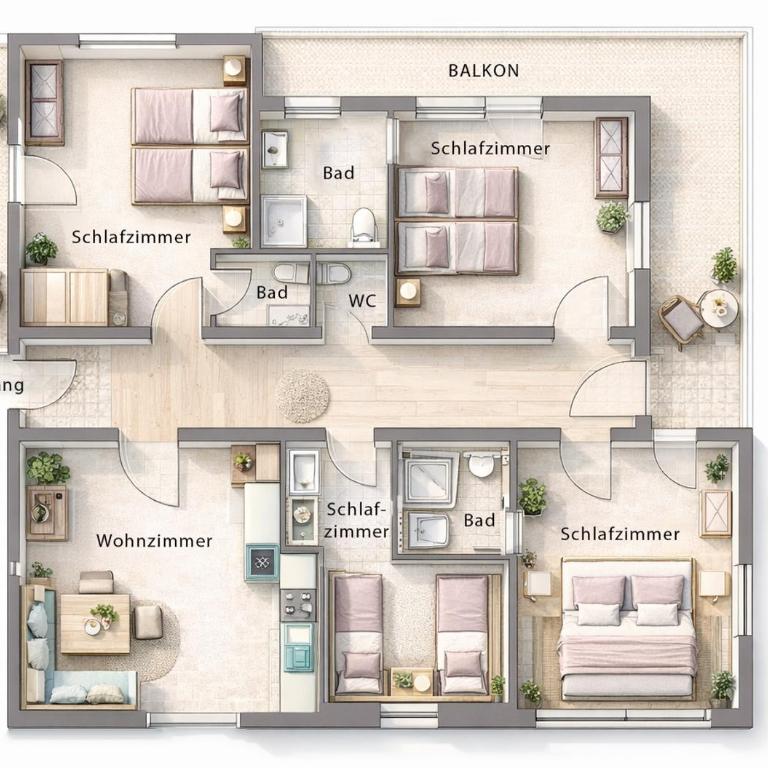 Apart Stockach - Apartment mit 4 Schlafzimmern und einem Balkon - 15