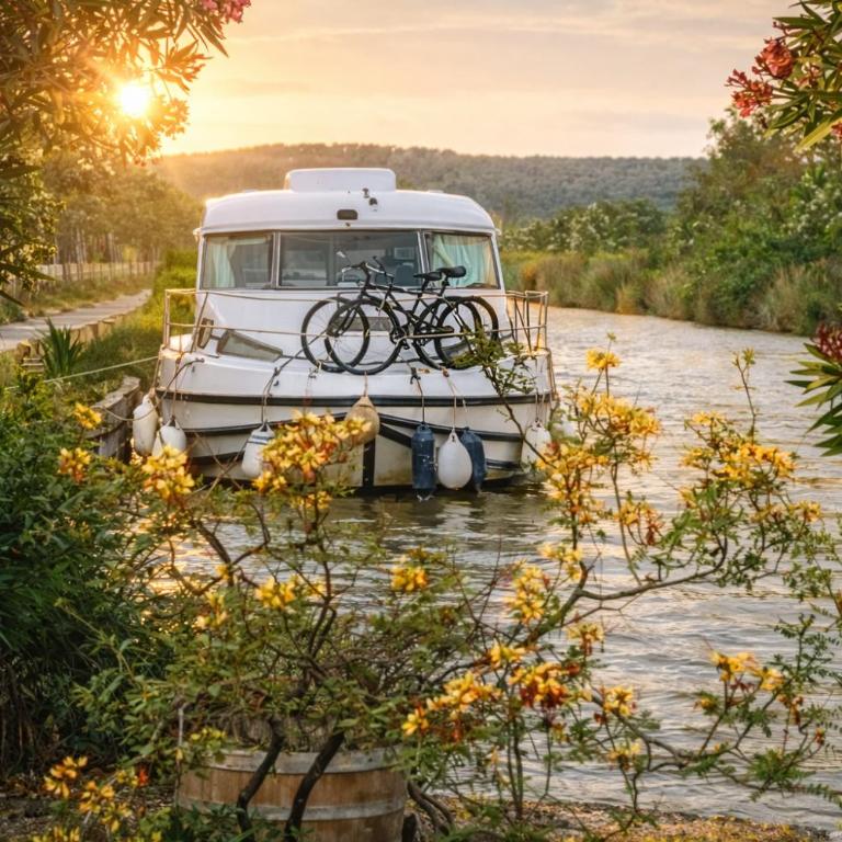 Bateau 6 personnes sans permis terrasse à quai ou Supplément Navigation - Mobilheim - 12