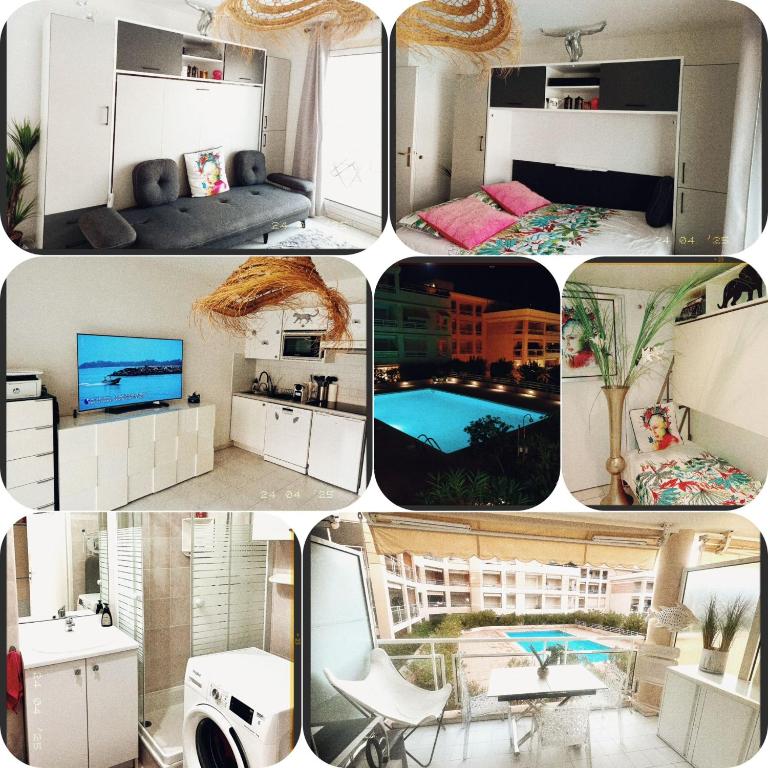 GOLFE-JUAN, grand T1 lumineux , piscine , parking & plage pour 4 personnes - Appartement 1 Chambre - Vue sur Piscine - 19