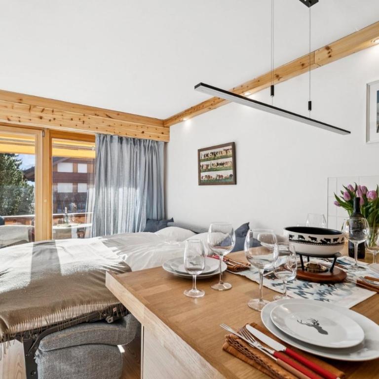 Central flat in Villars sur Ollon, Amethyste, for 4, with two double beds, balcony and 75m to ski-train - Apartment mit 1 Schlafzimmer - 5