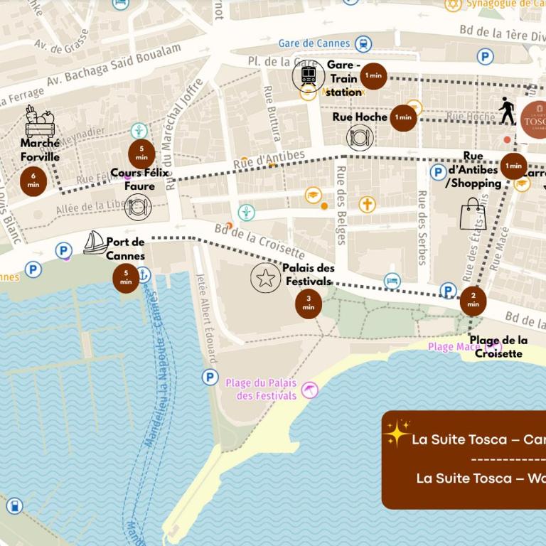 La Suite Tosca - Carré d'Or - 1min Croisette - Apartment mit 1 Schlafzimmer mit Stadtblick - 14