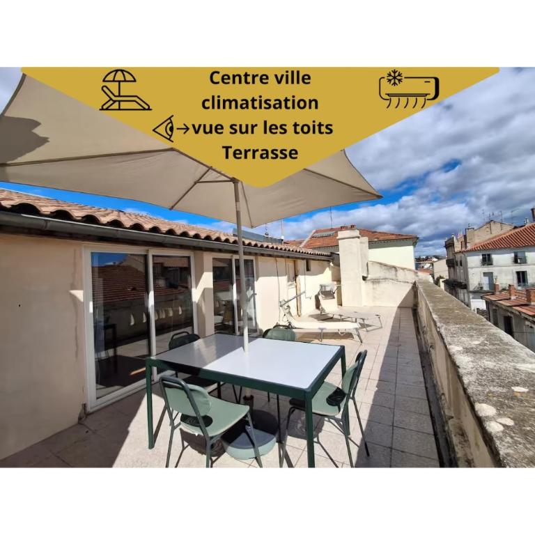 Centre ville, terrasse vue sur les toits, wifi & clim - Apartment mit 2 Schlafzimmern - 1
