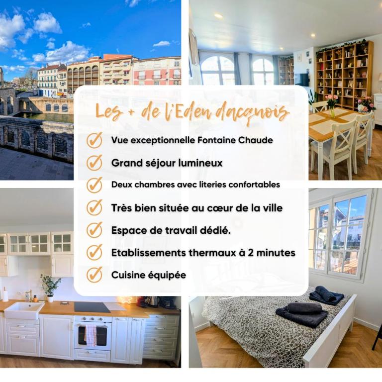 T3 61m2, Hypercentre, vue Fontaine Chaude, bureau - Appartement 2 Chambres - 8