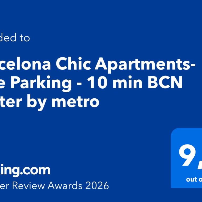 Barcelona Chic Apartments- Free Parking - 10 min BCN center by metro - Two-Bedroom Apartment - 2
