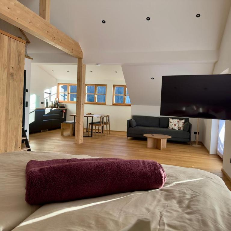 DAS BISCHOF - 5 exklusive Ferienwohnungen und 1 Doppelzimmer - 4x mit privater Zirben Sauna - Semmelservice & Hindelang PLUS - Studio mit Bergblick - 7
