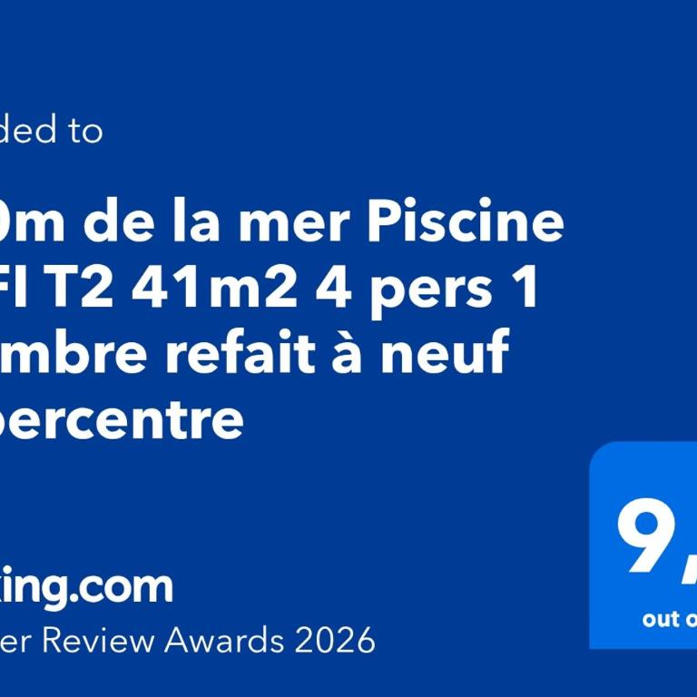 200m de la mer Piscine WIFI T2 41m2 4 pers 1 chambre refait à neuf hypercentre - Appartement 1 Chambre - 5