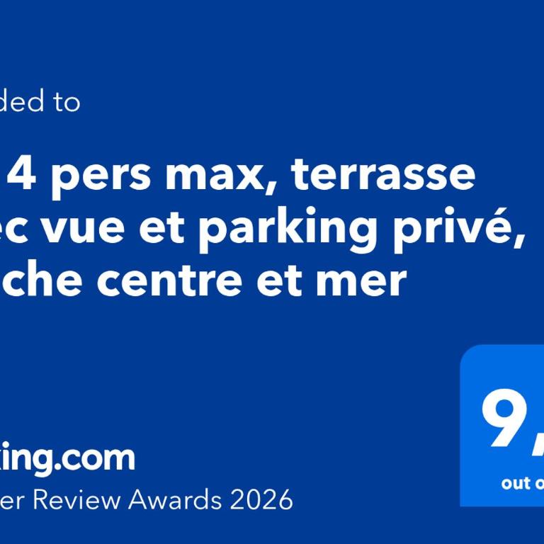 T2, 4 pers max, terrasse avec vue et parking privé, proche centre et mer - Apartment mit 1 Schlafzimmer - 4