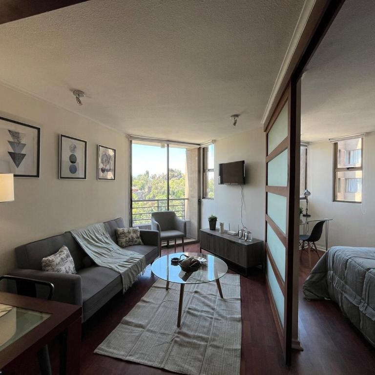 View of Santa Lucia, pool and Lastarria Connection - One-Bedroom Apartment - 2