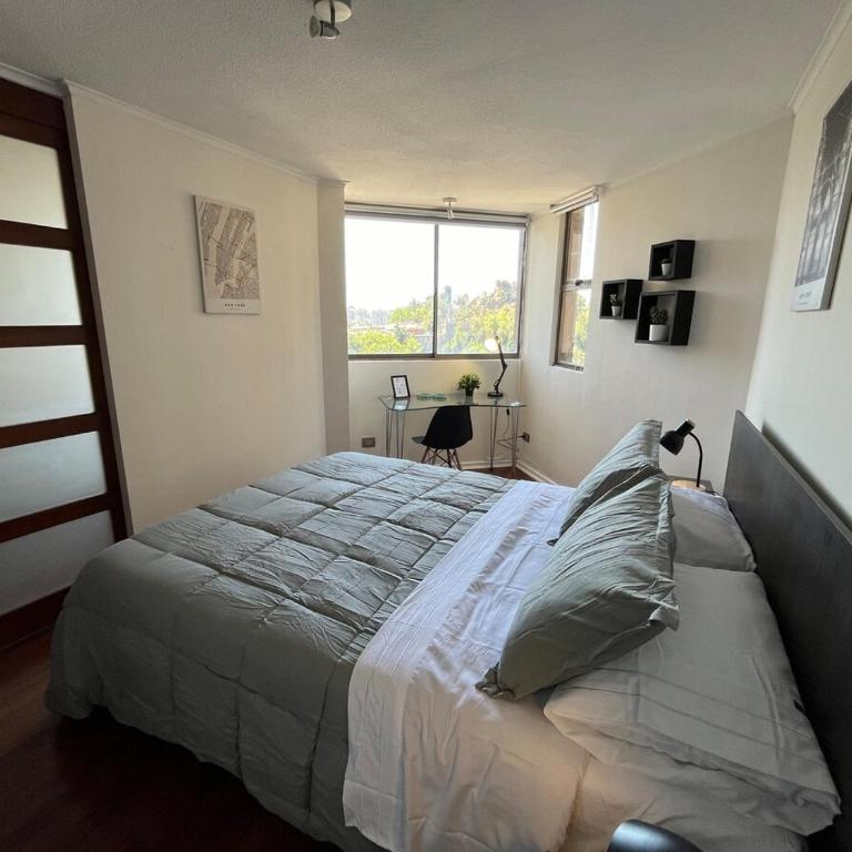 View of Santa Lucia, pool and Lastarria Connection - One-Bedroom Apartment - 8