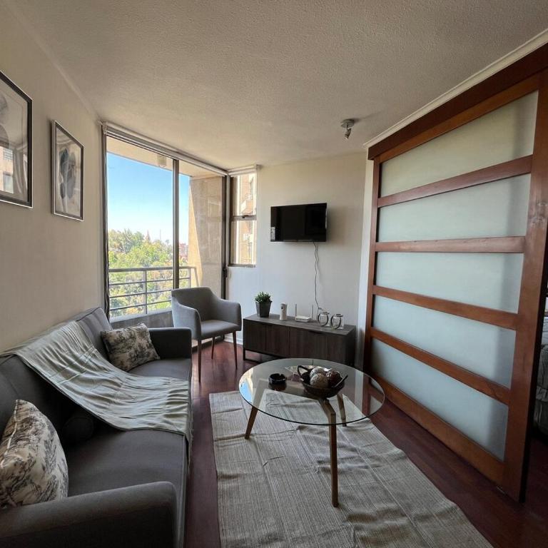 View of Santa Lucia, pool and Lastarria Connection - One-Bedroom Apartment - 15
