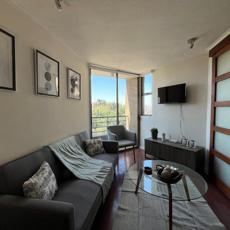 View of Santa Lucia, pool and Lastarria Connection - One-Bedroom Apartment - 21