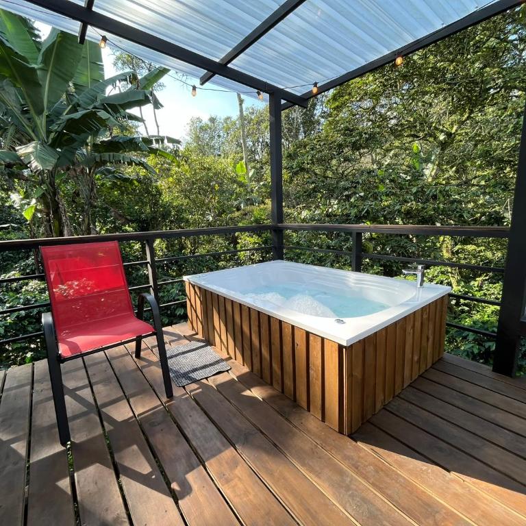 Cabaña tipo glamping en finca cafetera con zonas verdes, avistamiento de aves, paisaje cafetero - Chalet de 1 dormitorio - 1