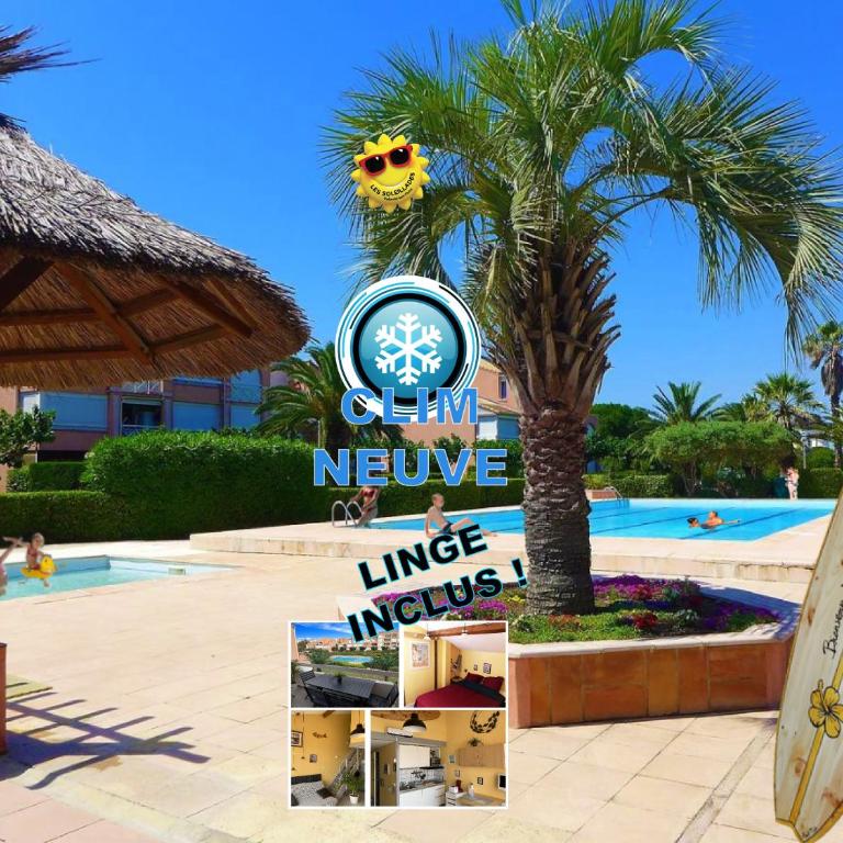 Appt T2 climatisé, climatisation neuve cette année!, Piscine, la Plage à 130m! Parking privé clos, Lave-linge, Lave-vaisselle, Draps, Linge et Ménage inclus! - Appartement 1 Chambre - 2