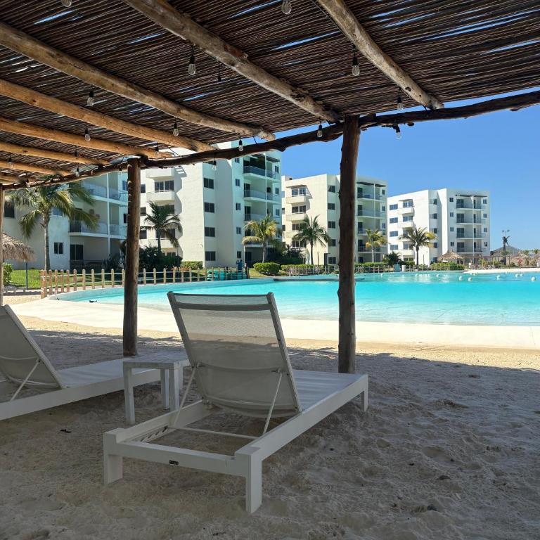 Fantástico Depa en BLUU con PLAYA ARTIFICIAL - Turquesa 208 - - Apartamento de 2 dormitorios - 5