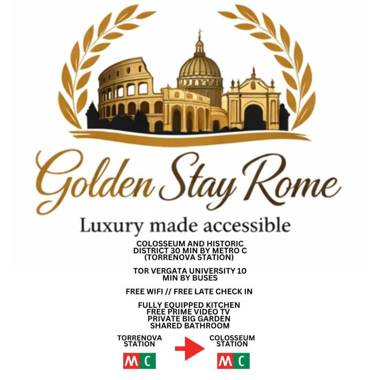 Golden Stay Rome - Golden Room with Private Kitchen and Garden - Close to Metro C - Zimmer mit Kingsize-Bett und Gartenblick. - 2
