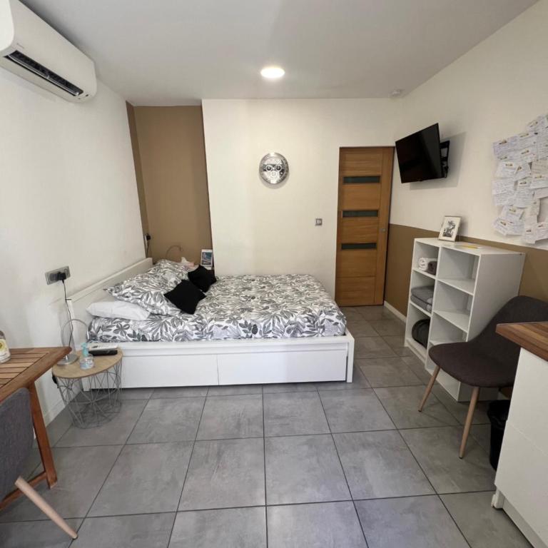Studette de 17m2 avec parking privé gratuit Climatisation et petite cuisine - Chambre Double avec Salle de Bains Privative - 2