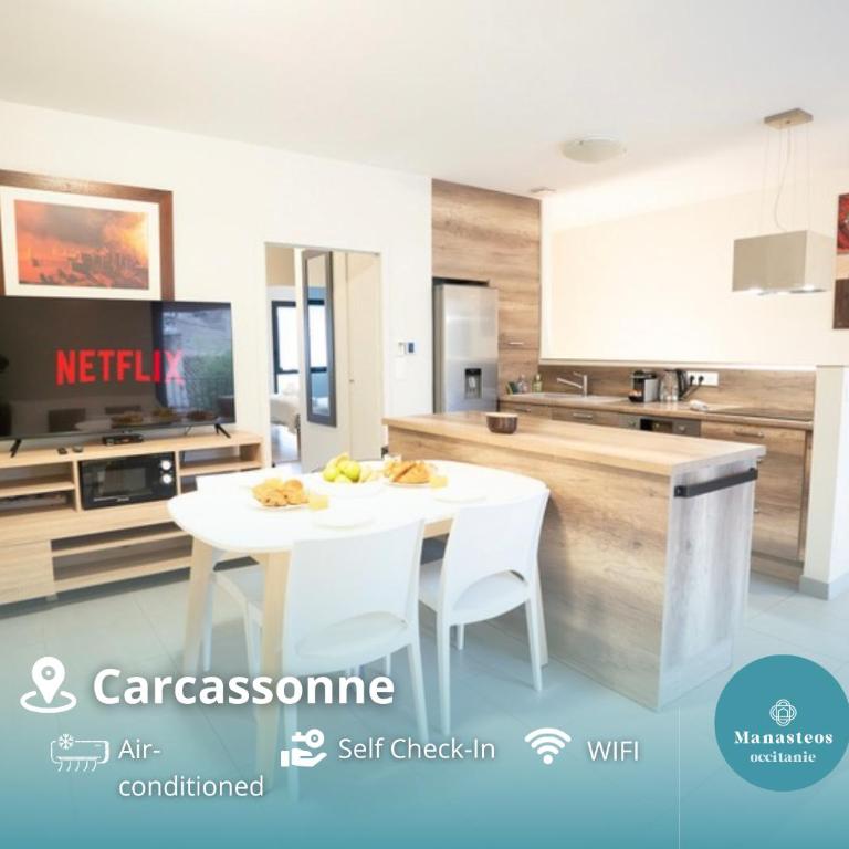 Air-conditioned 2 bedroom apartment with Terrace Parking Carcassonne - Two-Bedroom Apartment with Terrace - 1