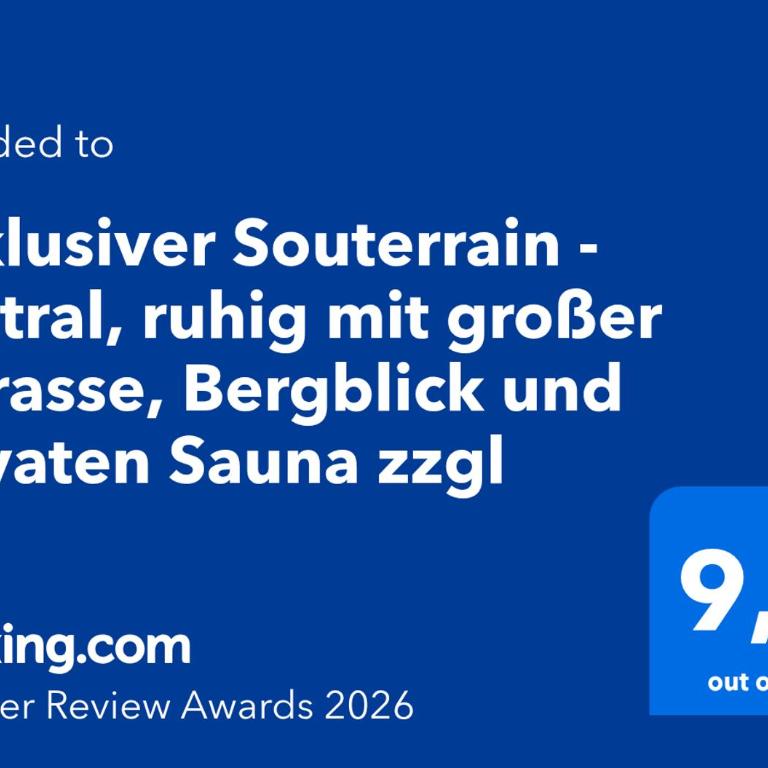 Exklusiver Souterrain - zentral, ruhig mit großer Terrasse, Bergblick und privaten Sauna zzgl - Apartment mit 1 Schlafzimmer - 24
