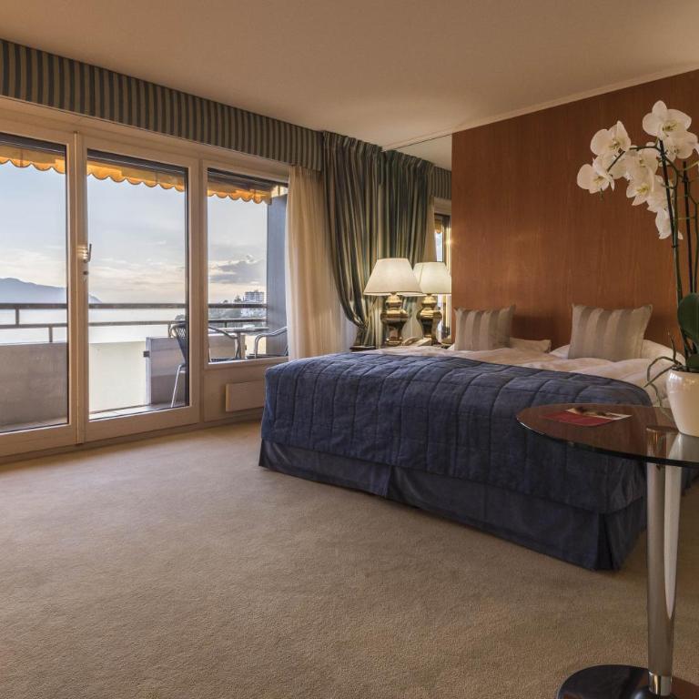 Royal Plaza Montreux - Deluxe Doppelzimmer mit Balkon sowie Park- und Seeblick oder Seeblick - 4