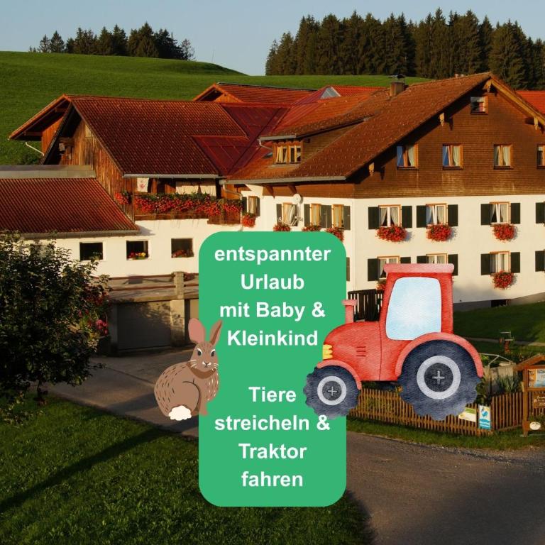 Ferienhof Eger - entspannter Urlaub mit Baby & Kleinkind - wahlweise top modern oder günstige Fewos - ruhig am Ende der Straße - Kälbchen füttern - Traktor fahren - Freie Fahrt mit den Hörnerbahnen in Sommersaison - E-Ladestation - E-bike Verleih ab Hof - Apartment mit Blick auf die Berge - 1