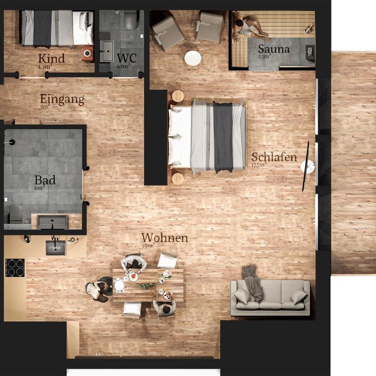 DAS BISCHOF - 5 exklusive Ferienwohnungen und 1 Doppelzimmer - 4x mit privater Zirben Sauna - Semmelservice & Hindelang PLUS - Studio-Apartment mit Balkon - 10