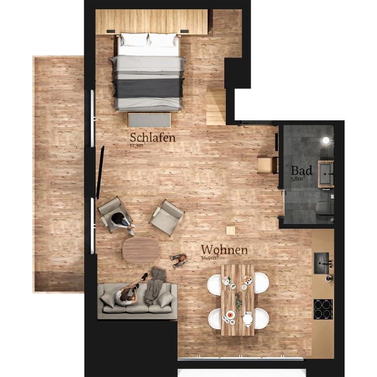 DAS BISCHOF - 5 exklusive Ferienwohnungen und 1 Doppelzimmer - 4x mit privater Zirben Sauna - Semmelservice & Hindelang PLUS - Studio mit Bergblick - 15