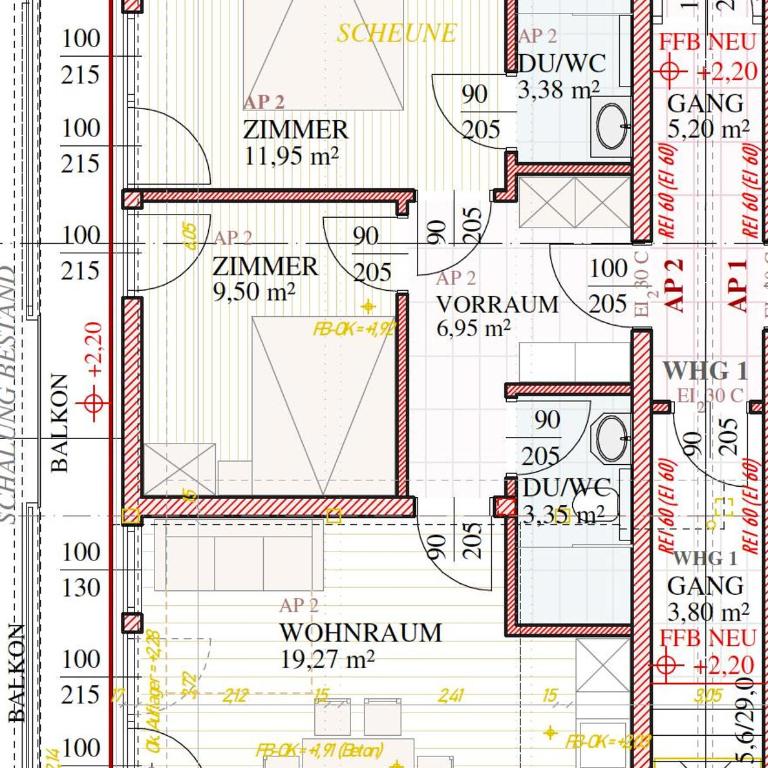 Appartements Ehrensberger - Apartment mit 2 Schlafzimmern und Dusche - 2
