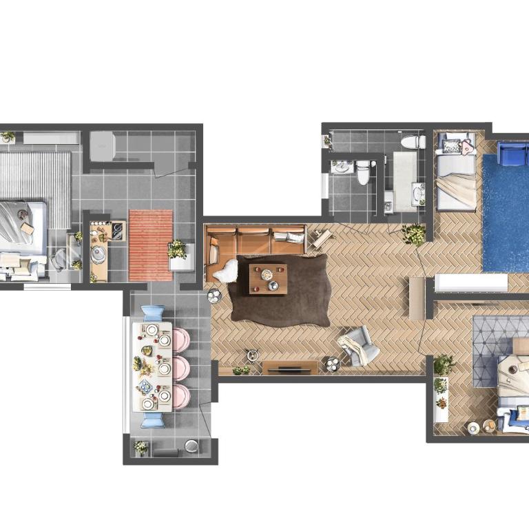 Creative Shelter 108m2 with Balcony Old Town - Three-Bedroom Premium Apartment with Balcony - 7