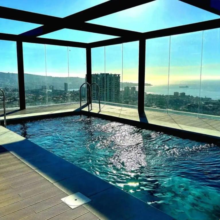 Descansa en Viña, estudio con piscina y terraza - One-Bedroom Apartment - 1
