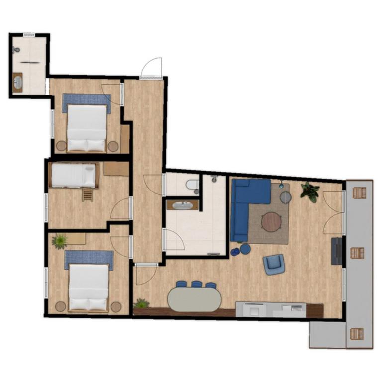 Berghaus Wanderlust - Apartment mit 3 Schlafzimmern und Balkon - 16