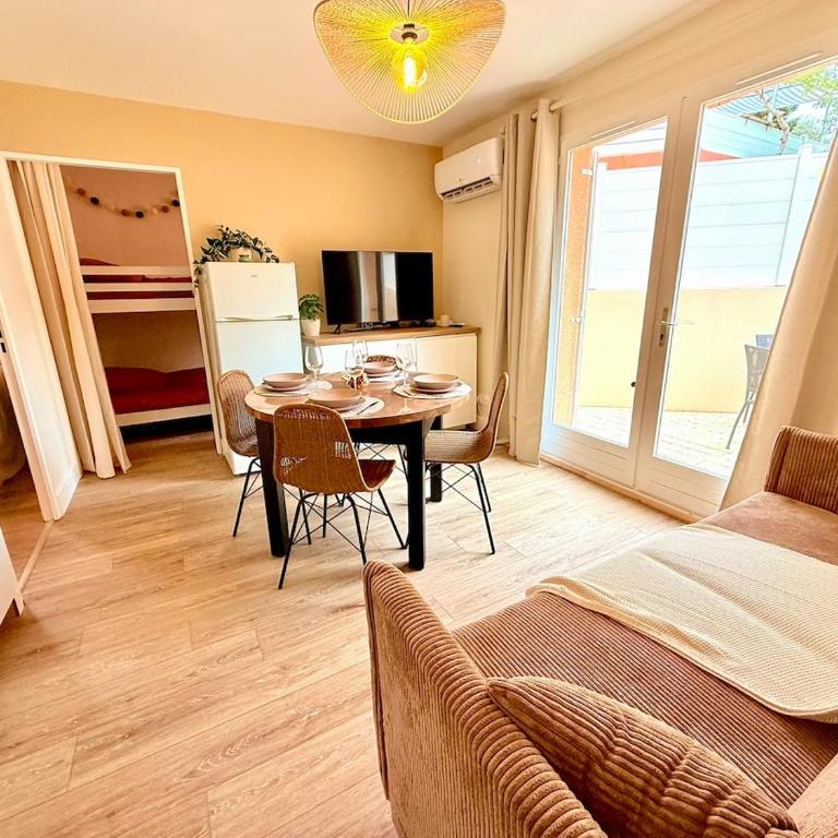 Le cocon de Sète - T2 cabine cosy, grande terrasse rez de jardin, clim, parking proche plage - Apartment mit 2 Schlafzimmern - 6