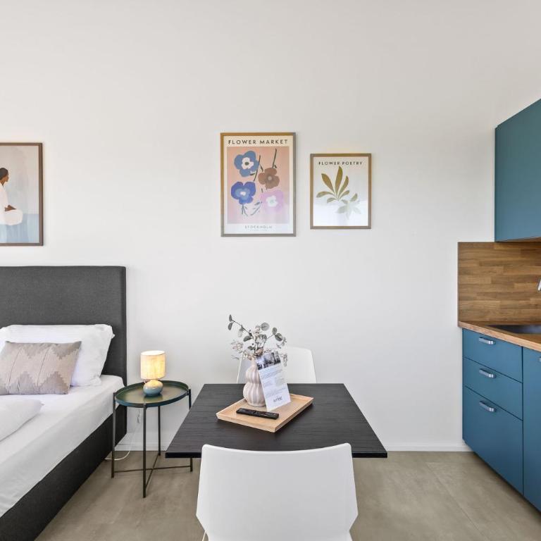 SKYRISE Apartments mit Küche, WLAN & Parkplatz - ruhige Lage - Studio mit Balkon - 5