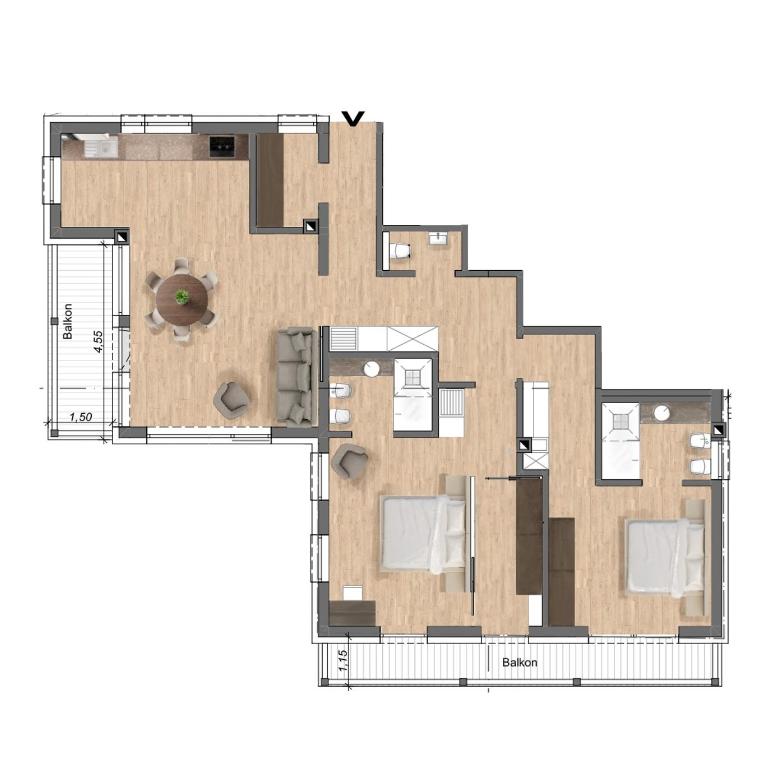Agriturismo Pe de Munt - Apartment mit 2 Schlafzimmern - 2