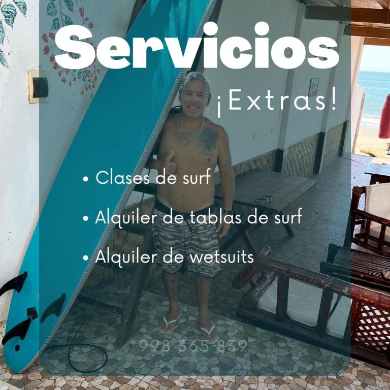 Lobitos Surf - Habitación Doble con vistas al mar - 2 camas - 9