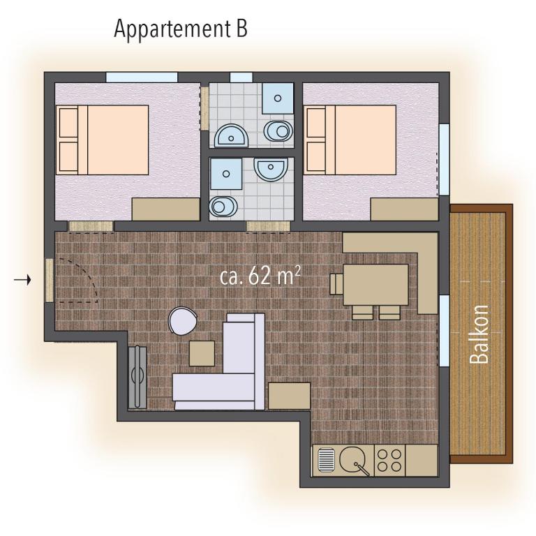 Appartements Salzburgerhof - Appartamento Standard con 2 Camere da Letto - 5