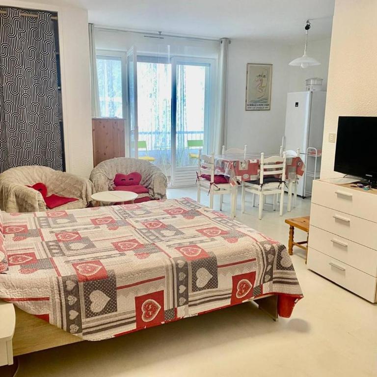 Studio tout équipé avec loggia, parking et Wi-Fi à 50m des cures - 2 pers - Animaux OK - Studio - 1
