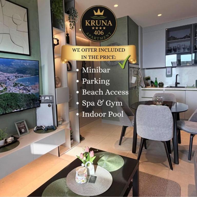 KRUNA 406 Luxury Sea View Apartment with Parking, Minibar, Spa & Beach, Bečići - Apartman sa 1 Spavaćom Sobom - 1