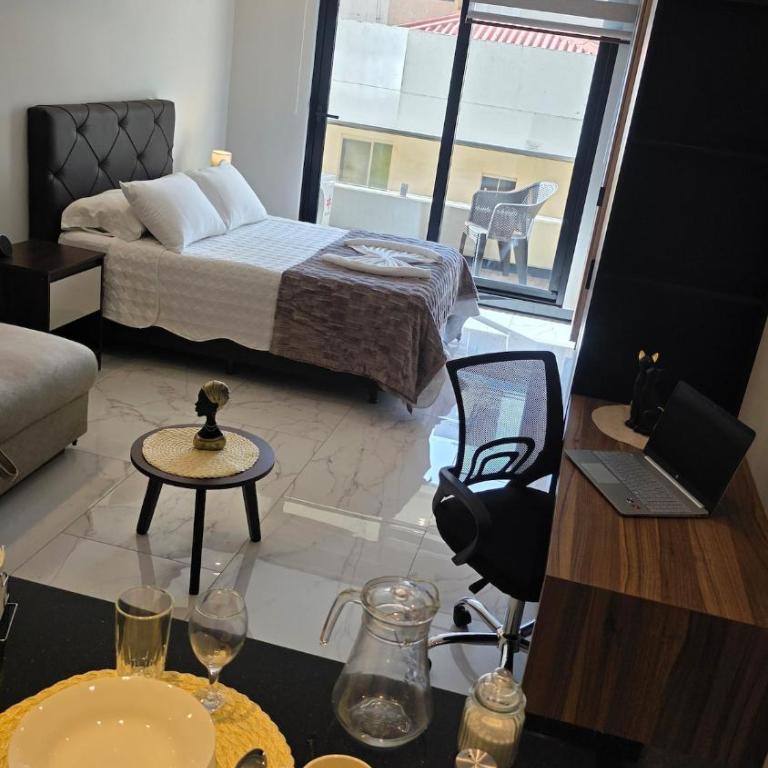 Balcon - Area de trabajo - Gym - Piscina - Sauna - One-Bedroom Apartment - 32