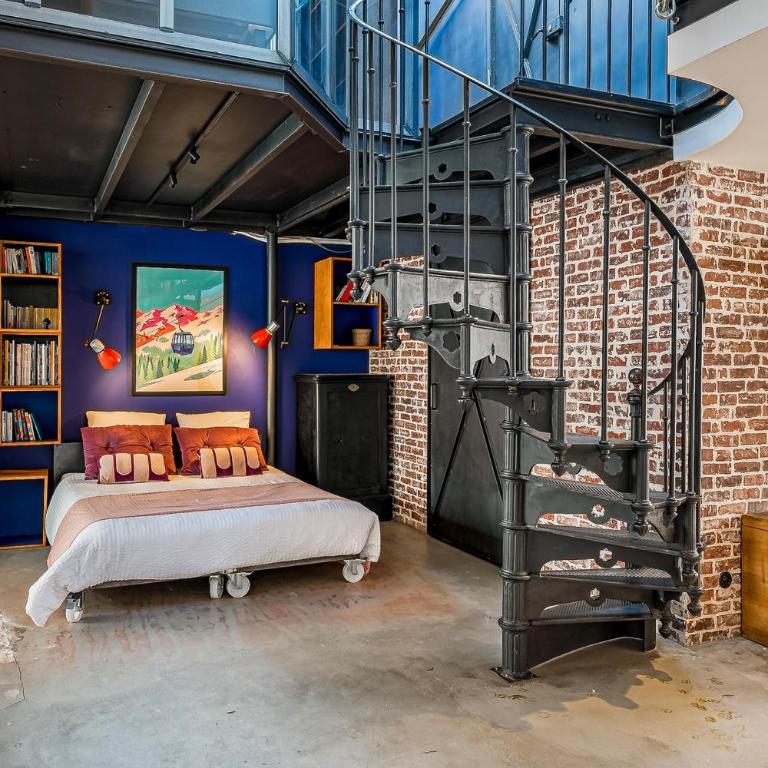 Le Télécabine Loft Premium 175m2 - Lyon Villeurbanne - Terrasse & Parking Privé - 4 Chambres 10 personnes - Loft - 16