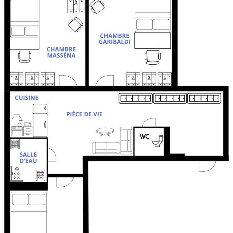 Charme niçois, 15min de la mer, 3 chambres, climatisation, terrasse - Appartement 3 Chambres - 12