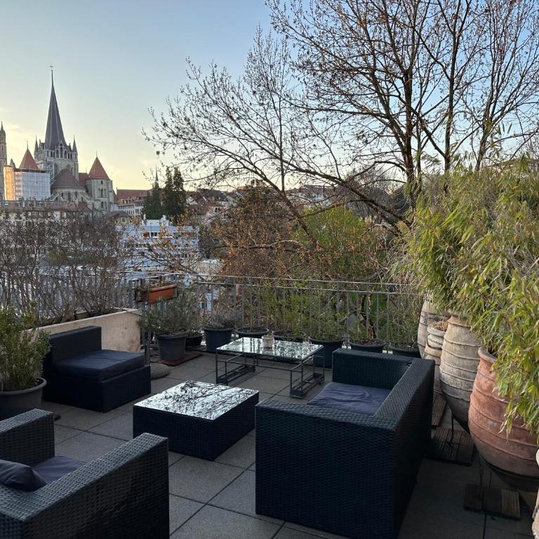 Luxury Duplex with Rooftop, View of Lausanne Cathedral - Loft-Apartment mit 3 Schlafzimmern - 53